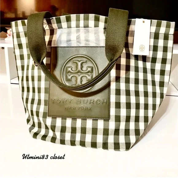 🆕🍀Tory Burch piper gingham small square tote bag/shoulder bag - Picture 1 of 10